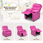 Fauteuil inclinable pour enfants Costway en velours avec porte-gobelet et poche latérale bleu/rose