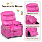Fauteuil inclinable pour enfants Costway en velours avec porte-gobelet et poche latérale bleu/rose