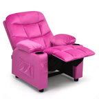 Fauteuil inclinable pour enfants Costway en velours avec porte-gobelet et poche latérale bleu/rose