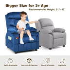 Fauteuil inclinable pour enfants Costway en velours avec porte-gobelet et poche latérale bleu/rose