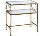 Uttermost Traditional Iron Accent Side End Table 23 3/4 x 14 with Shelf Antiqued Gold Leaf Clear Glass for Living Room Bedroom