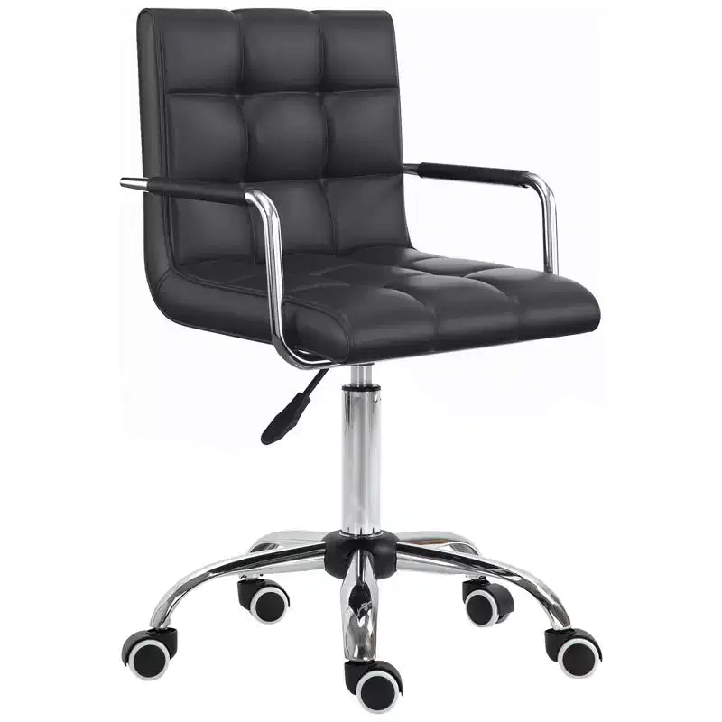 Chaise de bureau HOMCOM moderne en cuir PU rembourré, hauteur réglable, roulettes pivotantes à 360°