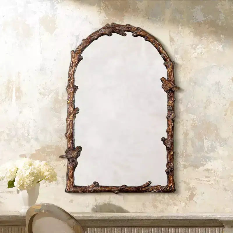 Miroir mural Uttermost Arched Top Vanity Accent, cadre en métal doré et gris antique rustique, 66 cm de large pour salle de bain, chambre, salon, maison