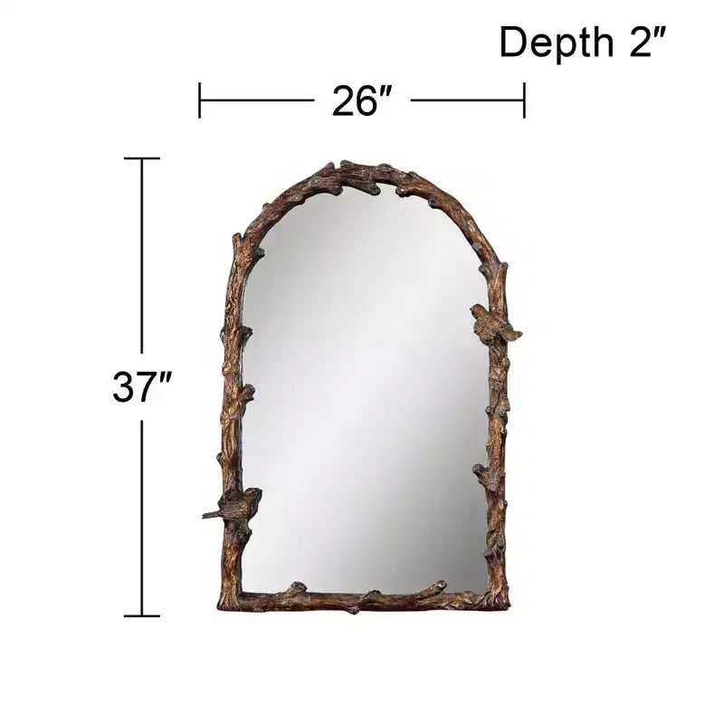 Miroir mural Uttermost Arched Top Vanity Accent, cadre en métal doré et gris antique rustique, 66 cm de large pour salle de bain, chambre, salon, maison
