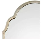 Miroir mural rectangulaire avec dessus arqué, cadre moderne argent champagne 20 1/4 large pour salle de bain, chambre à coucher, salon