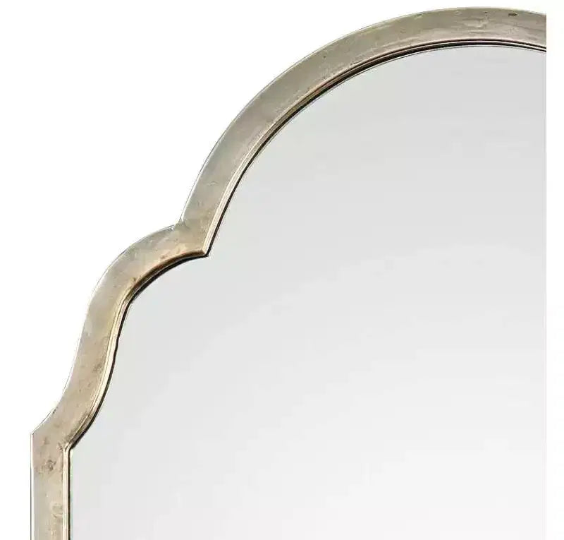 Miroir mural rectangulaire avec dessus arqué, cadre moderne argent champagne 20 1/4 large pour salle de bain, chambre à coucher, salon