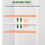 HOMCOM Armoire de Rangement Haute pour Salle de Bain/Colonne de Rangement Autonome avec Étagère Ouverte Réglable à 3 Niveaux et Placard, Blanche