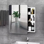 kleankin Armoire de toilette murale 45,7 x 66 cm avec miroir, porte coulissante et étagère de rangement à 3 niveaux, en acier inoxydable, pour salon et chambre à coucher