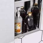 kleankin Armoire de toilette murale 45,7 x 66 cm avec miroir, porte coulissante et étagère de rangement à 3 niveaux, en acier inoxydable, pour salon et chambre à coucher