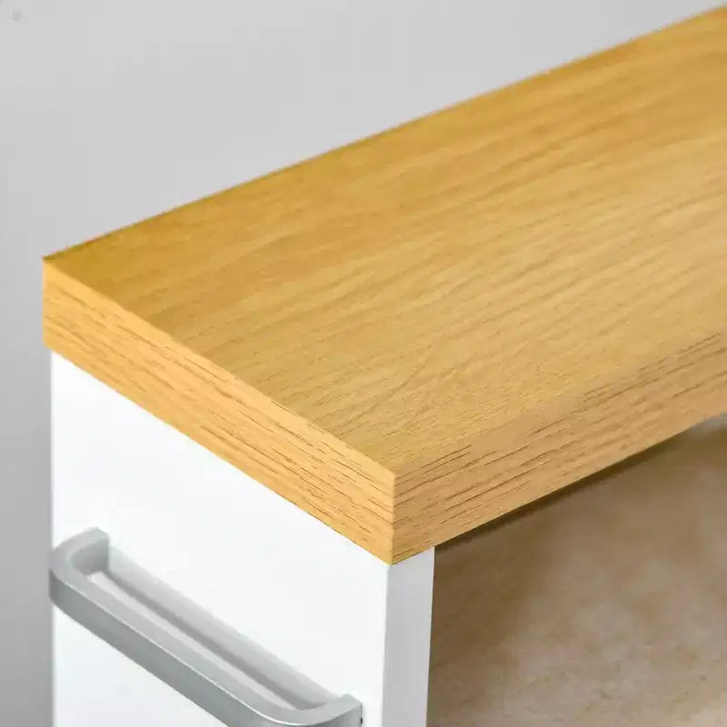 Meuble de salle de bain kleankin fin avec roulettes, organisateur de rangement et étagères en bois pour petits espaces, blanc