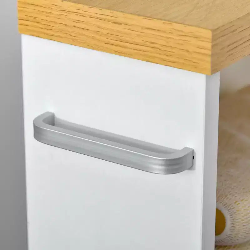 Meuble de salle de bain kleankin fin avec roulettes, organisateur de rangement et étagères en bois pour petits espaces, blanc