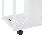 HOMCOM Chariot de cuisine roulant 28 po, desserte, armoire de rangement, plateau en bambou, panier en fil métallique, armoire à porte et tiroirs, blanc