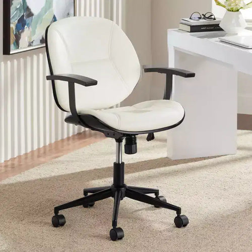 55 Downing Street Chaise de bureau pivotante réglable en tissu et acier Julian White