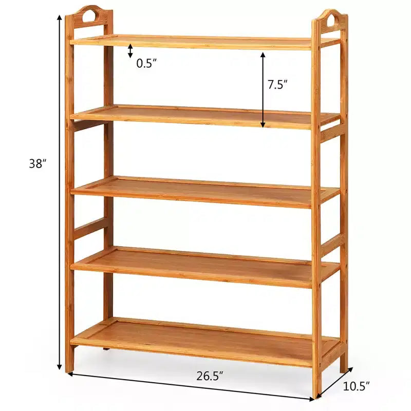 Costway Étagère à Chaussures 5 Niveaux en Bambou, Meuble de Rangement Autonome pour Chaussures d'Entrée