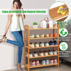Costway Étagère à Chaussures 5 Niveaux en Bambou, Meuble de Rangement Autonome pour Chaussures d'Entrée