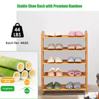 Costway Étagère à Chaussures 5 Niveaux en Bambou, Meuble de Rangement Autonome pour Chaussures d'Entrée