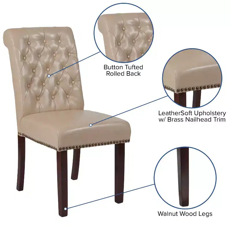 Chaise Parsons rembourrée Merrick Lane avec garniture cloutée