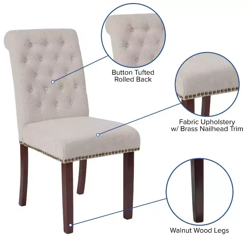 Chaise Parsons rembourrée Merrick Lane avec garniture cloutée