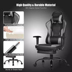 Chaise de bureau de jeu Costway Racing à dossier haut avec repose-pieds noir