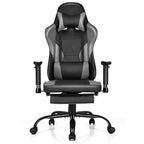 Chaise de bureau de jeu Costway Racing à dossier haut avec repose-pieds noir