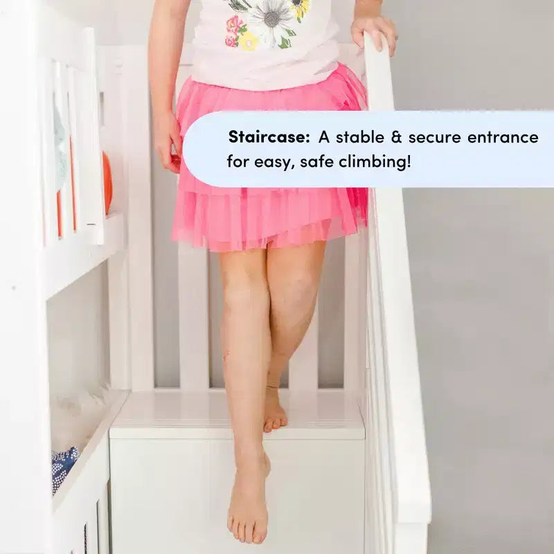 Max & Lily Lit superposé jumeau sur jumeau bas avec escalier et barrière de sécurité