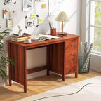 Bureau d'ordinateur Costway, bureau d'étude, poste de travail de bureau à domicile avec 3 tiroirs Blanc/Noir/Marron