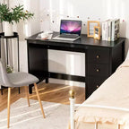 Bureau d'ordinateur Costway, bureau d'étude, poste de travail de bureau à domicile avec 3 tiroirs Blanc/Noir/Marron