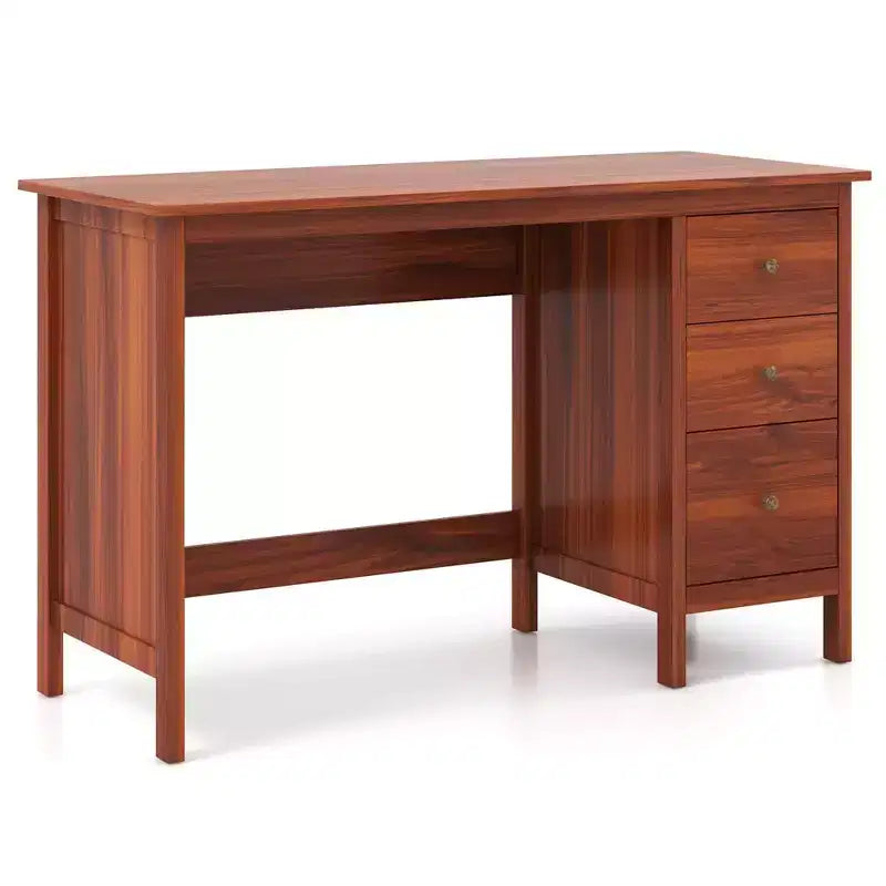Bureau d'ordinateur Costway, bureau d'étude, poste de travail de bureau à domicile avec 3 tiroirs Blanc/Noir/Marron