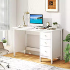 Bureau d'ordinateur Costway, bureau d'étude, poste de travail de bureau à domicile avec 3 tiroirs Blanc/Noir/Marron