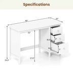 Bureau d'ordinateur Costway, bureau d'étude, poste de travail de bureau à domicile avec 3 tiroirs Blanc/Noir/Marron