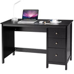 Bureau d'ordinateur Costway, bureau d'étude, poste de travail de bureau à domicile avec 3 tiroirs Blanc/Noir/Marron