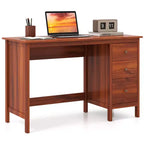 Bureau d'ordinateur Costway, bureau d'étude, poste de travail de bureau à domicile avec 3 tiroirs Blanc/Noir/Marron