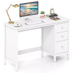 Bureau d'ordinateur Costway, bureau d'étude, poste de travail de bureau à domicile avec 3 tiroirs Blanc/Noir/Marron