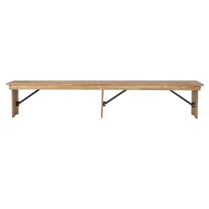 Banc de ferme pliable Emma et Oliver 8' x 12 en pin massif antique et rustique - Banc portable