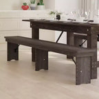 Banc de ferme pliable Emma et Oliver 8' x 12 en pin massif antique et rustique - Banc portable