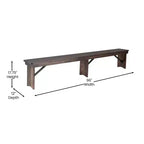 Banc de ferme pliable Emma et Oliver 8' x 12 en pin massif antique et rustique - Banc portable
