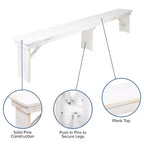 Banc de ferme pliable Emma et Oliver 8' x 12 en pin massif antique et rustique - Banc portable