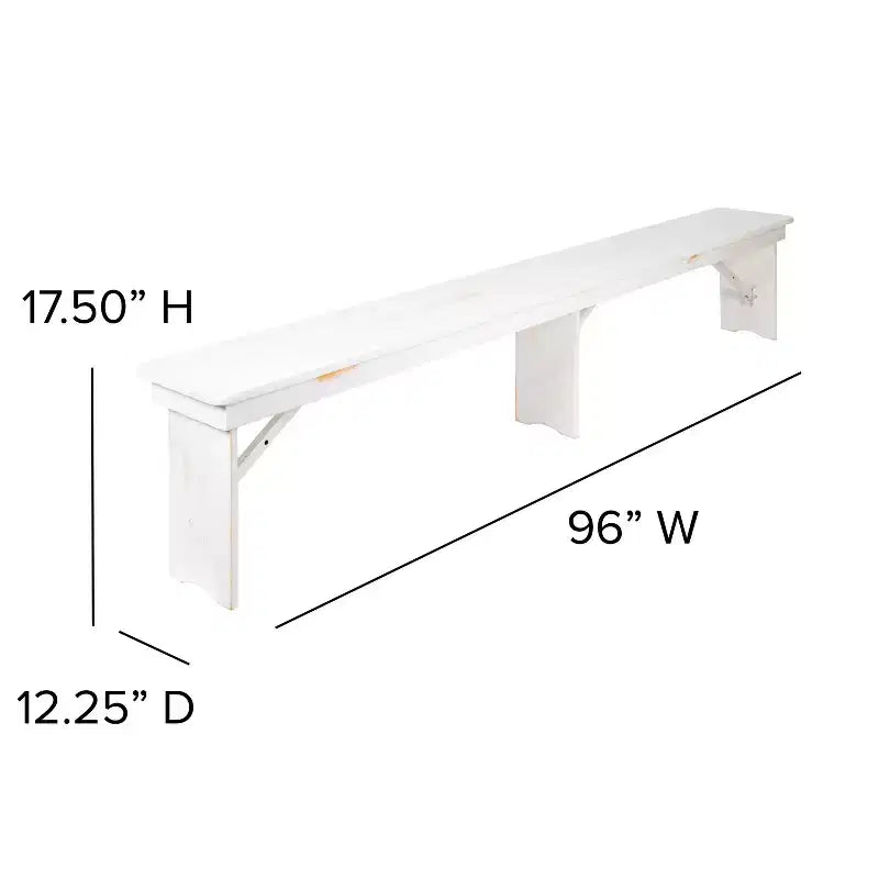 Banc de ferme pliable Emma et Oliver 8' x 12 en pin massif antique et rustique - Banc portable