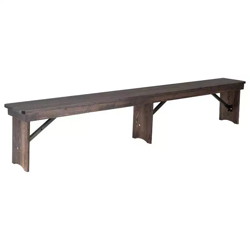 Banc de ferme pliable Emma et Oliver 8' x 12 en pin massif antique et rustique - Banc portable
