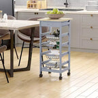 Desserte de cuisine roulante en bois HOMCOM 32,25 po, îlot de cuisine avec tiroir de rangement et paniers sur roulettes pivotantes à 360°