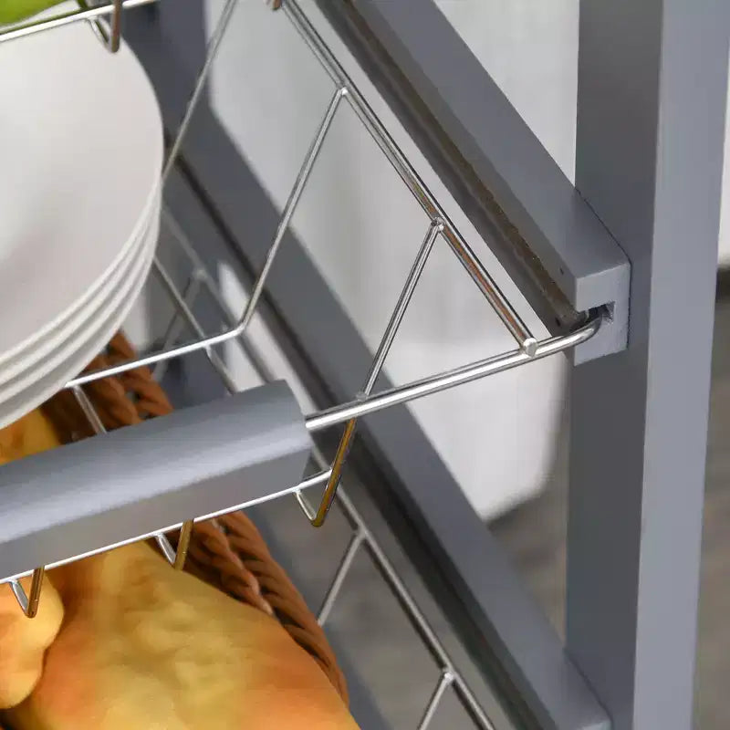 Desserte de cuisine roulante en bois HOMCOM 32,25 po, îlot de cuisine avec tiroir de rangement et paniers sur roulettes pivotantes à 360°