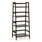 Costway Étagère murale en bambou à 4 niveaux, support de présentation de plantes, étagère à livres, marron foncé
