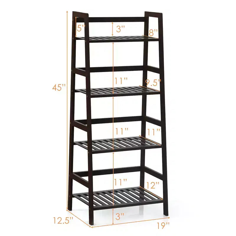 Costway Étagère murale en bambou à 4 niveaux, support de présentation de plantes, étagère à livres, marron foncé