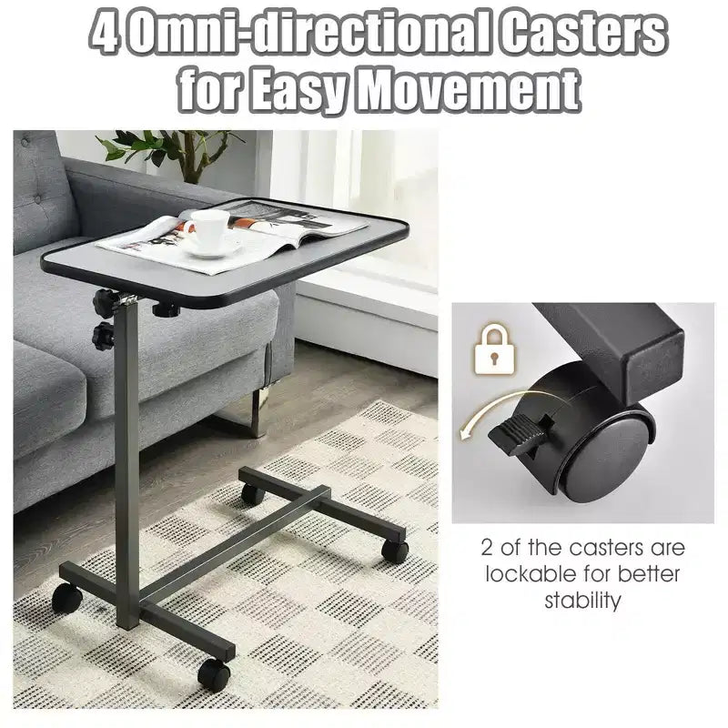 Costway Table Roulante à Plateau Inclinable pour Lit et Ordinateur Portable Gary