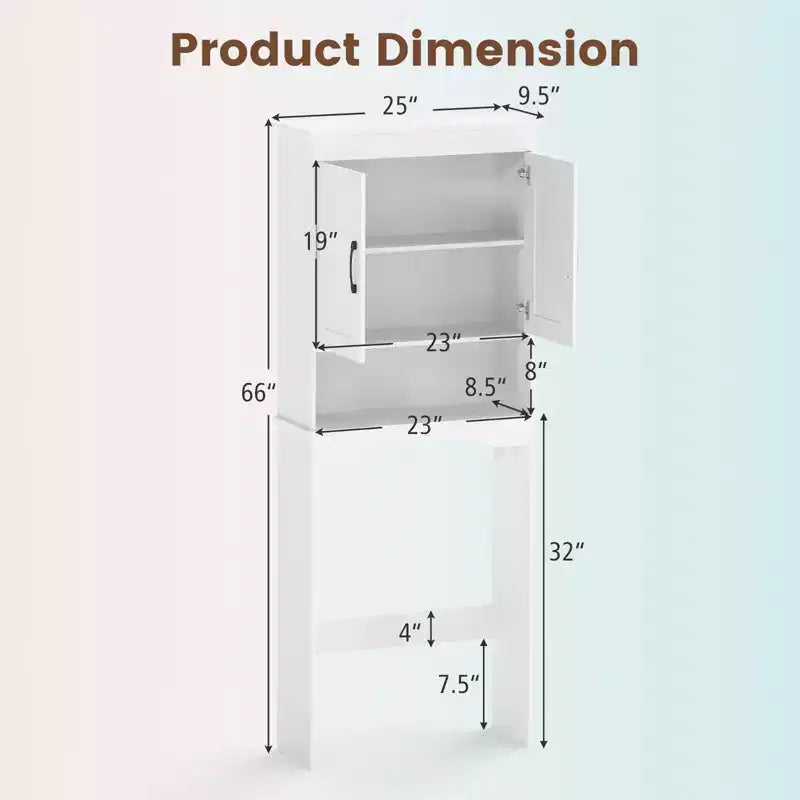 Meuble de rangement de salle de bain Costway au-dessus des toilettes avec étagère réglable