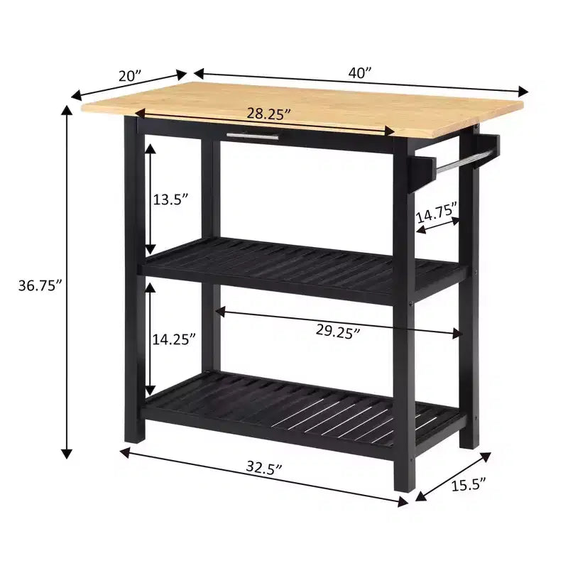 Îlot de cuisine 3 niveaux Designs2Go en bois de boucher avec tiroir – Breighton Home