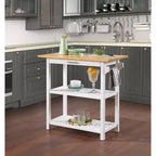 Îlot de cuisine 3 niveaux Designs2Go en bois de boucher avec tiroir – Breighton Home