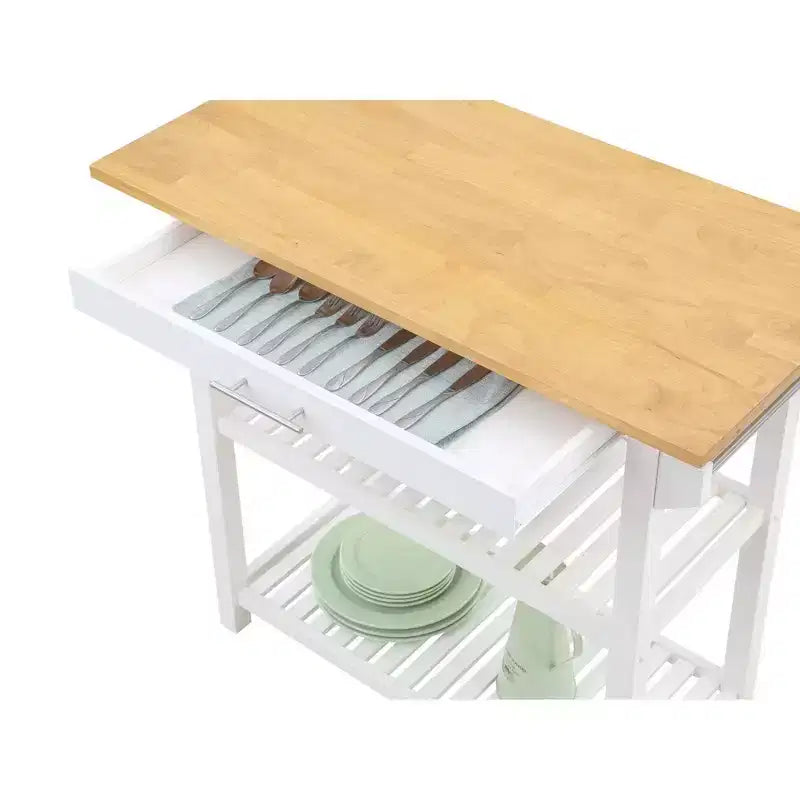 Îlot de cuisine 3 niveaux Designs2Go en bois de boucher avec tiroir – Breighton Home
