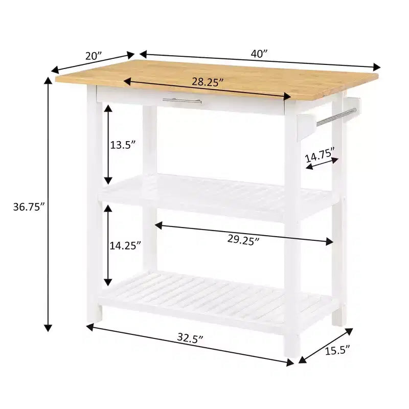 Îlot de cuisine 3 niveaux Designs2Go en bois de boucher avec tiroir – Breighton Home