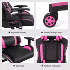 Fauteuil de massage gamer inclinable Costway avec support lombaire et appui-tête Blanc/Bleu/Rose/Rouge